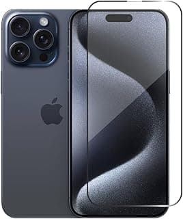 iPhone 15 Pro Max Screen Protector, Military-Grade Protection Full Coverage, Anti-Fingerprint Ultra HD Clarity, 9H Tempered Glass for iPhone 15 Pro Max 6.7 inch