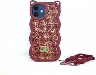 Diamond Glitter Case for Iphone 12, Luxury Crystal Wavy Glitter Soft Silicone Case (Wine Red)