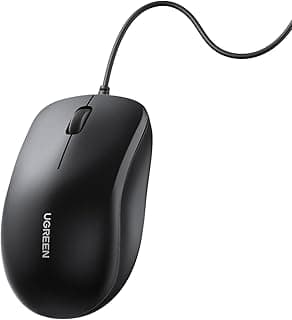 ماوس سلكي USB، ماوس كمبيوتر بتصميم مريح، 1200 DPI، طول 1.5 متر، أزرار صامتة للابتوب والكمبيوتر والماك - أسود