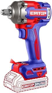 1/2 Inch Cordless Impact Wrench 400Nm Kit with 2 Batteries & Plastic Case - Blue/Red