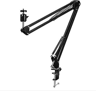 Webcam Stand,Webcam Clamp Mount Suspension Scissor Tripod Mobile Stand Holder Camera arm & Other Devices with 1/4" Thread