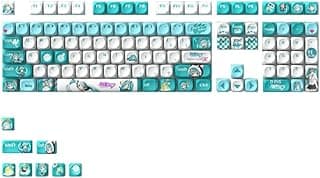 مجموعة أغطية مفاتيح (Keycaps) ميكانيكية 116 مفتاح بتصميم Miku، ارتفاع MOA، متوافقة مع كيبورد 61-108 مفتاح