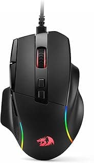 Redragon M925 Wired Gaming Mouse, 24,000 Max DPI Optical Gaming Mouse with 10 Programmable Buttons, Ergonomic Natural Grip Build, Software Supports DIY Keybinds & DPI, Black