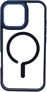 Clear Case with Dark Blue Frame Compatible with iPhone 15 Pro, Supports MagSafe and Wireless Charging, Shock and Scratch Protection