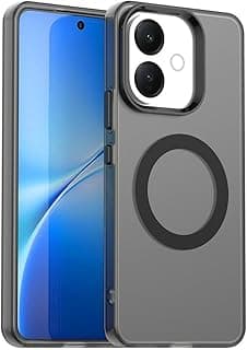 جراب موبايل مغناطيسي متوافق مع فيفو V60 lite 4G / 5G، جراب PC هجين مع TPU مقاوم للصدمات (أسود)