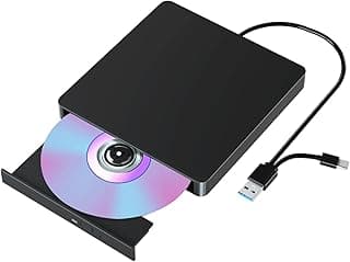 محرك أقراص CD/DVD خارجي من Yaeonku، محرك أقراص محمول USB 3.0 Type-C، ناسخ وقارئ أقراص، متوافق مع اللابتوب والكمبيوتر المكتبي ويندوز ولينكس وماك