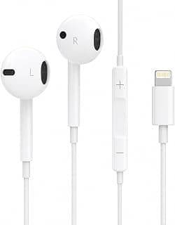 Pop-Up Window KX 3048 Lightning Wired Earphones with Microphone & Volume Control Compatible with iPhone iOS Devices – White