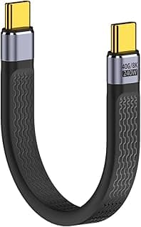 كابل USB4.0 بقدرة 240W، منفذ Type-C إلى Type-C، سرعة 40Gbps، يدعم 100W و8K، كابل بيانات مسطح ورفيع 13cm