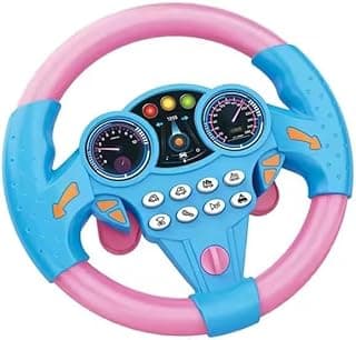 Kids Toy Steering Wheel, with Control Panel and Speed Indicators, Interactive Steering Wheel for Play
