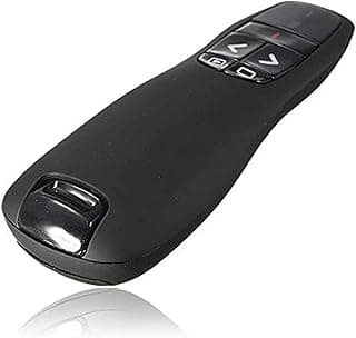 Portable handheld R400 Wireless Presenter (Clicker) with Receiver and Pointer with Red Laser Pen - Black