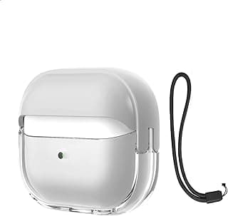 جراب شفاف ناعم فاخر من Fekra لسامسونج Galaxy Buds 3 Pro/Buds 3 مقاوم للصدمات (قفل آمن) لـ Galaxy Buds 3 & Galaxy Buds 3 Pro (2024) مع حبل تعليق (أبيض)