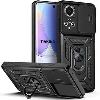 case Compatible With Honor X7 /Honor Play30 Plus 5g, Premium Protection Back Case with Camera Slide Cover Built-in Ring Stand Shockproof Case For Compatible with Honor X7 (Black)