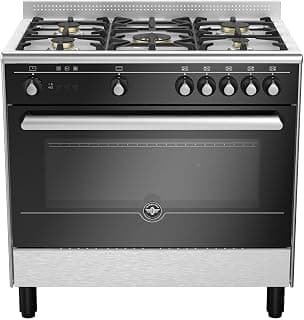 Cooker (ITOVA) 90 x 60-5 Gas Burners, Full Safety, Mechanical timer, Soft Close Door, Convection Fan, Cooling Fan, Self Ignition, Italy Burners, Stainless × Black 9Z10GUB1X4AWW