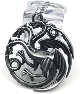 ميدالية مفاتيح معدنية فضية بتصميم House Of The Dragons Targaryen من i Trend
