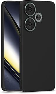 (Poco F6) Back Cover Soft TPU Silicone Case with Fur Lined Interior for Xiaomi Poco F6 (Black)