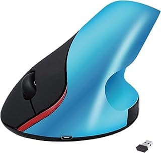 ماوس لاسلكي عمودي قابل للشحن JERTECH JR321 - نقرات صامتة، مستشعر بصري 1600 DPI (أزرق)