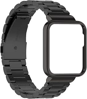 سوار معدني متوافق مع شاومي Redmi Watch 2 Lite، سوار بديل ستانلس ستيل لشاومي Redmi Watch 2 Lite (أسود)