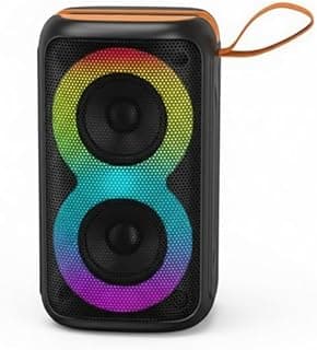 JL23 Portable Bluetooth Speaker with Built-in Phone Holder & RGB LED Effects - 8W Wireless Audio, 1200mAh Battery, Deep Bass & Carry Strap for Party & Outdoor Use Black