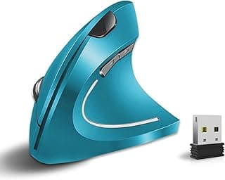 2.4G Wireless Vertical Ergonomic Optical Mouse Wireless for Windows and Mac OS, USB, 800/1200/1600 DPI, 5 Buttons, Charger (Blue)