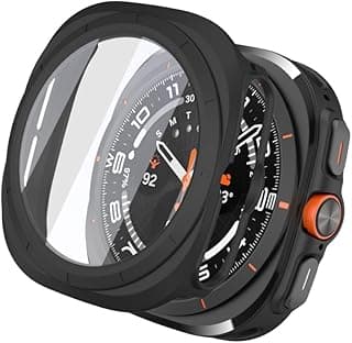 جراب حماية متوافق مع ساعة سامسونج Galaxy Watch 7 Ultra مقاس 47mm مع واقي شاشة، حماية كاملة 360 درجة للرجال والنساء (أسود)