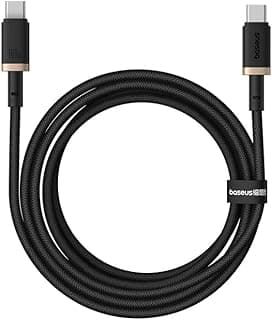 كابل شحن فائق السرعة جديد 2025 من بيسوس 100 وات مضفر 2 متر PD3.1 QC4.0 USB-C إلى USB-C لهواتف ابل ايفون 16، 15 برو ماكس، ماك بوك، ايباد برو اير، ايربودز، وشاشة ابل برو (ذهبي)