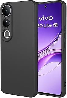 جراب خلفي سيليكون ببطانة مايكروفايبر وحماية للكاميرا لهاتف Vivo V50 Lite 5G (أسود)