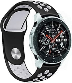 حزام ساعة كلاسيك 22 مم، حزام سيليكون ناعم وجيد التهوية بديل متوافق مع سامسونج Gear S3 و Galaxy Watch 46mm، أسود ورمادي
