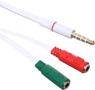 كابل صوت ومقسم ايه يو اكس 2 في 1 من كيندكس 1847، 10 سم - متعدد الالوان، لسماعة
