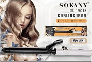 مكواة تجعيد الشعر سيراميك طراز SK-15013، حرارة تصل إلى 526 درجة مئوية، بميزة التسخين السريع، لنتائج تجعيد خالية من العيوب من سوكاني