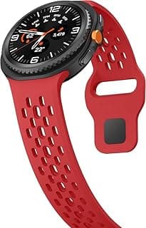 سوار ساعة سامسونج Galaxy Watch 8 كلاسيك 46 ملم، سيليكون رياضي، سوار بديل لساعة Galaxy Watch 8 مقاس 44 ملم و 40 ملم (أحمر)