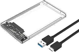 حافظة قرص صلب خارجية شفافة 6.35 سم SSD/HDD ساتا إلى USB 3.0 بدون أدوات مع دعم UASP وسرعة 5 جيجابايت في الثانية
