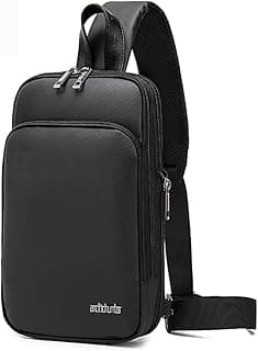 ah arctic hunter Sling Bag for Men Crossbody Backpack for Travel 8L Expandable Chest Bag with 10.9" iPad Pocket Water-resistant Multi-compartments One Side Shoulder Passport Bag for Men,Black-XB000113