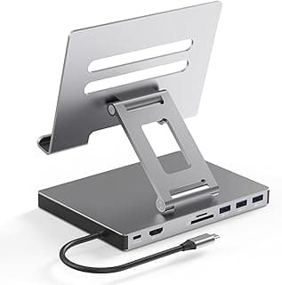 قاعدة شحن USB نوع سي 8 في 1 بتصميم حامل لاب توب متعدد المنافذ 3.0 فتحة بطاقة تي اف بدقة 4 كيه 60 هرتز متوافقة مع HDMi مصنوعة من خليط الألومنيوم