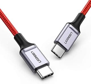 كابل USB C إلى USB C، سلك مضفر للشحن السريع 60 وات، متوافق مع سامسونج جالاكسي نوت 10 بلس s10، جوجل بيكسل 4/3a/3/2 xl، اي باد برو 2018 ماك بوك اير/برو 13، نينتندو سويتش من يوجرين، 1 م، أحمر