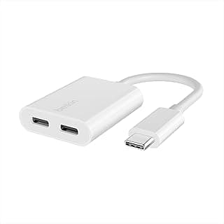RockStar™ USB-C Audio + Charge Adapter, Headphone Adapter w/USB-C 60W Power Delivery Fast Charging for iPhone 15, iPad Pro, Galaxy, Note, Google Pixel, LG, Sony, OnePlus, and More - White