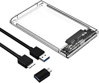 External Hard Drive Enclosure , SATA to USB 3.0 2.5 inch SSD HDD 7mm 9.5mm Clear Hard Drive Case Supports UASP SATA