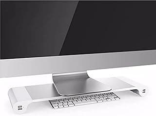 حامل شاشة ألومنيوم للابتوب، ابل iMac، ماك بوك اير برو، مع 4 منافذ شحن USB