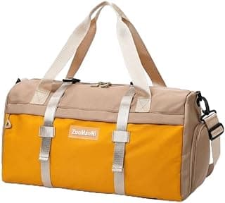 Weekend Bag - Premium large capacity waterproof sports bag featuring rugged coarse canvas material, designed for comfortable carrying during short trips, gym workouts, (Option 4)