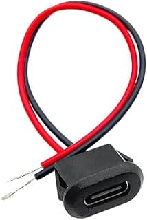 عدد قطعتين من كابل تايب سي 2 طرف طول السلك 10سم 2 قطعة - USB Type C Wire Connector 2 Pins Jack Female cable With card buckle 30V 3A High Current Port Plug USB-C JQ-118I Socket