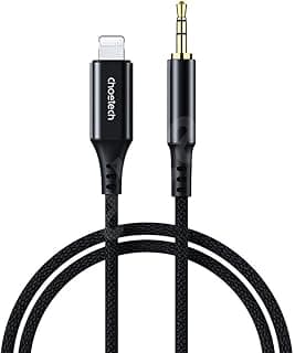 Lightning to 3.5mm Aux Cable, 6.6ft/2m Noise-Free Audio, Tangle-Free Design, Compatible with Universal Lightning Plug - Black