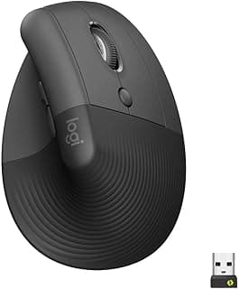 Lift Vertical Ergonomic Mouse, Wireless, Bluetooth or Logi Bolt USB receiver, Quiet clicks, 4 buttons, compatible with Windows/macOS/iPadOS, Laptop, PC - Graphite