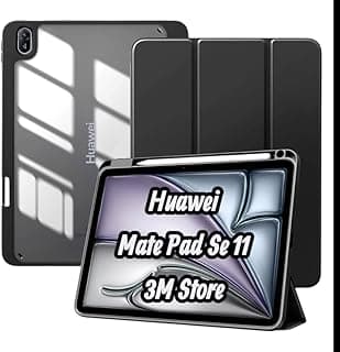 جراب لهاتف هواوي MatePad SE 11 (2024) مع حامل قلم، غطاء ثلاثي الطي نحيف، ظهر TPU ناعم، خاصية النوم/الاستيقاظ التلقائي، حماية ضد الخدش - أسود