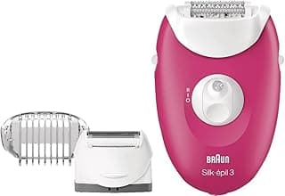 Silk-épil 3 3-273 epilator raspberry pink - Corded epilator with 3 extras