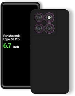 جراب خلفي سيليكون لهاتف Motorola Edge 60 Pro، حماية للكاميرا من الصدمات (6.7 بوصة) (أسود)
