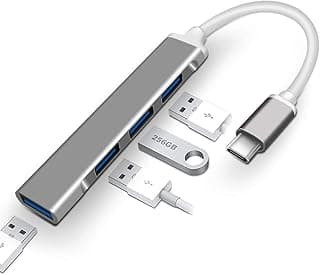 موزع USB C من زومايدي، موزع USB إلى HDMI متعدد المنافذ AUSB C دونجل 4 في 1 مع 1 منافذ USB 3.0 و3 منافذ USB 2.0، متوافق مع ماك بوك برو اير اتش بي اكس بي اس والمزيد من الأجهزة من النوع سي، رمادي