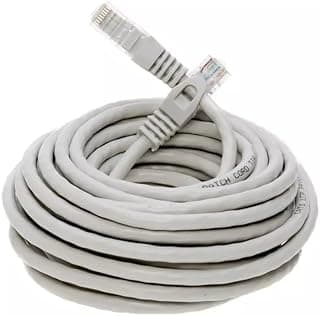 كابل ايثرنت كات 6 دائري للشبكة المحلية بسرعة 1 جيجابت في الثانية مع موصلات RJ45، لون أبيض (40 متر)