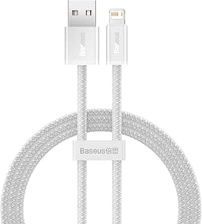 كابل بيانات شحن سريع من USB إلى لايتنينج (2.4A - 1م)، أبيض، سلسلة ديناميك من باسيوس