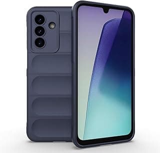 جراب موبايل سيليكون سائل مع وسائد هوائية لهاتف سامسونج جالاكسي A17 5G / A17 (4G LTE) (6.7 بوصة)، غطاء حماية مقاوم للصدمات - أزرق داكن