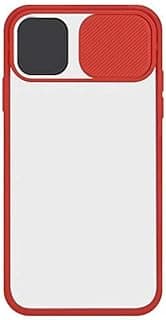 For iPhone 12 Pro (6.1 Inch) Case Silicone Case With Camera Protector -Clear & Red