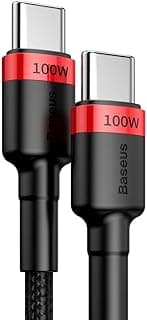 كابل Tough Series الجديد 100W بطول 2 متر، شحن فائق السرعة USB-C إلى USB-C، متوافق مع سامسونج S24 Ultra وجميع أجهزة Type C (أحمر)